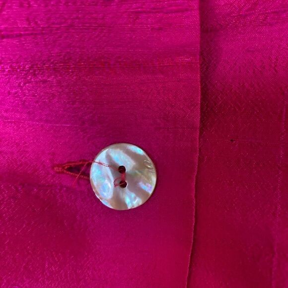 Italian pure silk 3/4 sleeve elegant boxy jacket w/pockets, shell buttons - Picture 11 of 13